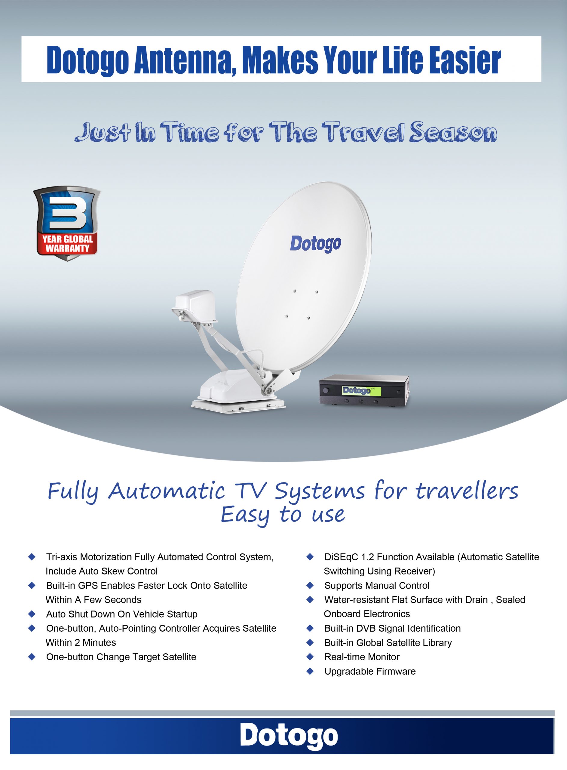 RV Satellite TV Antenna A85 DataSheet 1