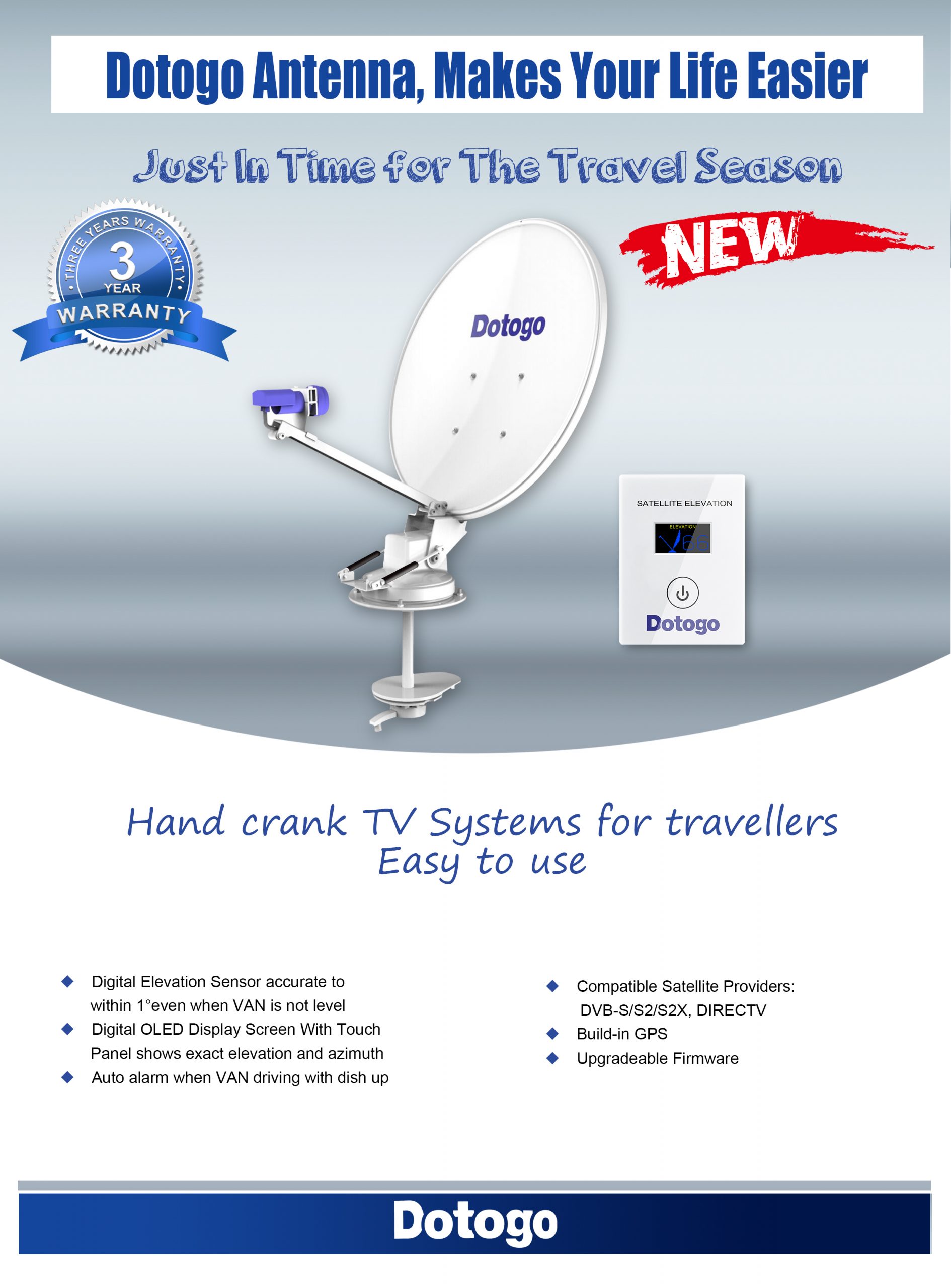 Wind Up Satellite TV Antenna W60 22